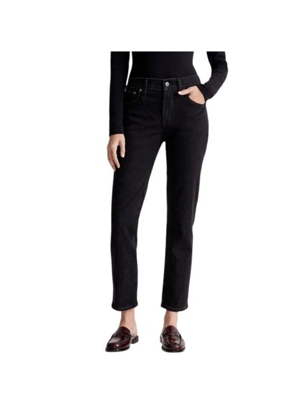 Madewell The Perfect Vintage Jean~Size 29~Clean Black Straight Leg NWT L16 02